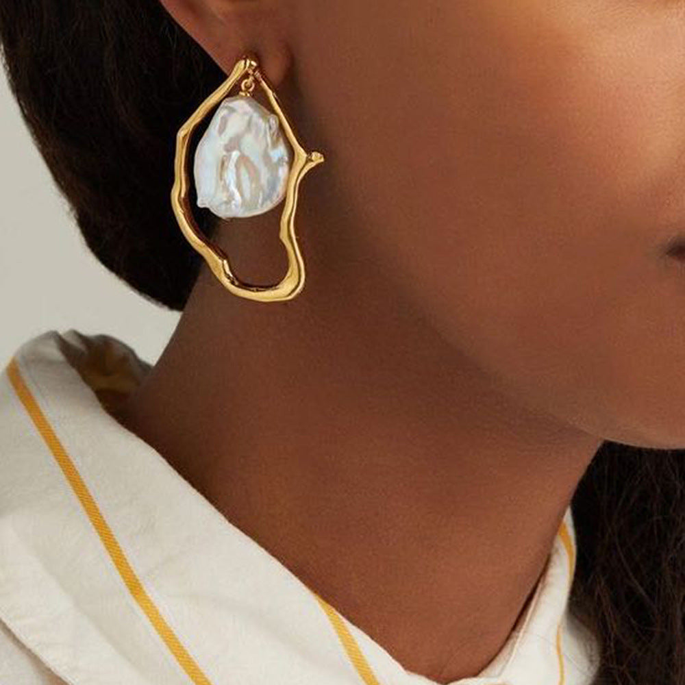 Irregular Pearl Statement Earrings