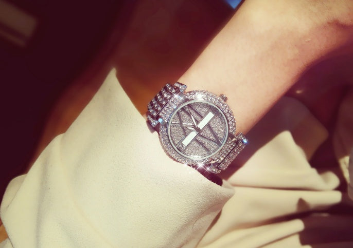 AURELIA LUXE™ Celestia Diamond Crystal Premium Gold Quartz Watch