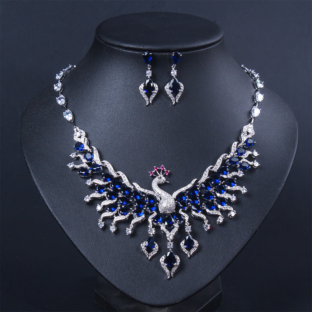 Royal Peacock Multicolor Crystal Jewelry Set