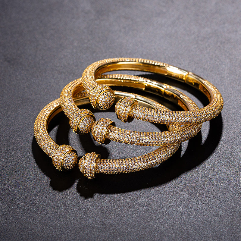 Full Pavé Crystal Golden Bangle – Ultimate Luxury Statement