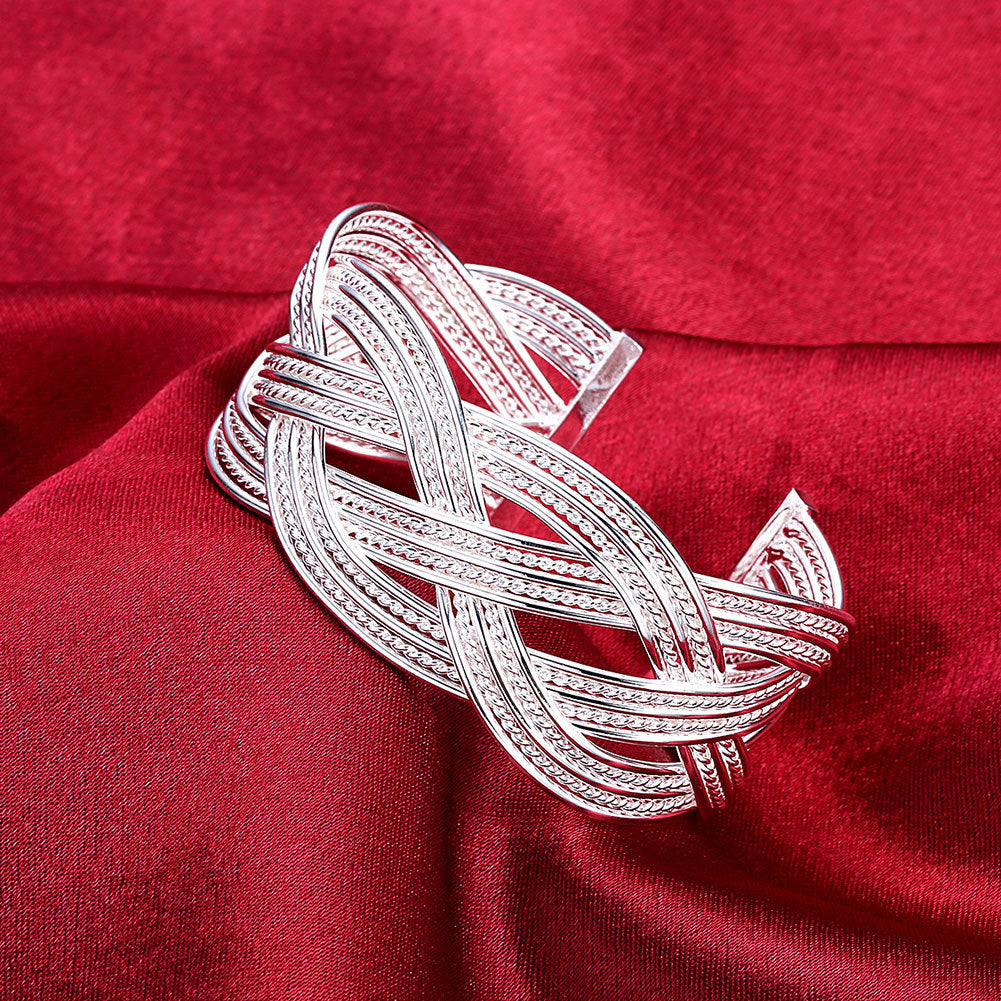 Elegant Interwoven Silver-Plated Cuff Bracelet