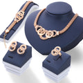 Luxury Interlock Chain Rhinestone Jewelry Set