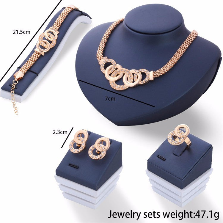Luxury Interlock Chain Rhinestone Jewelry Set