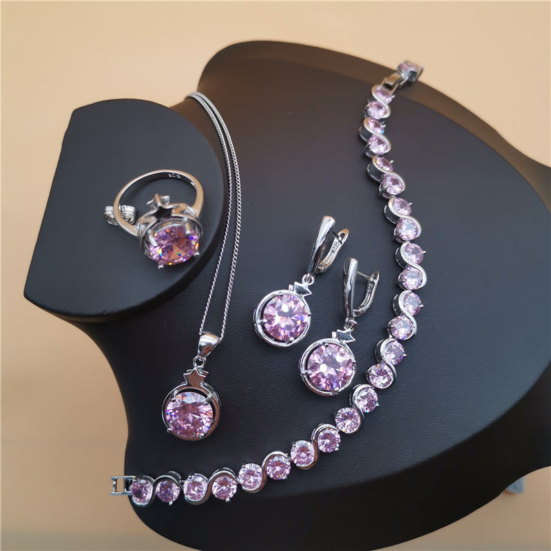 Emerald Crystal Luxury Jewelry Set – 4PCS Platinum Collection