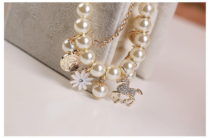 Vintage Pearl Charm Chain Bracelet