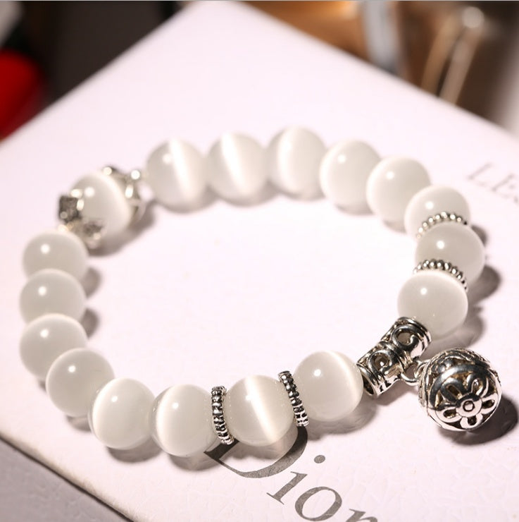 Natural Opal Bead Charm Bracelet