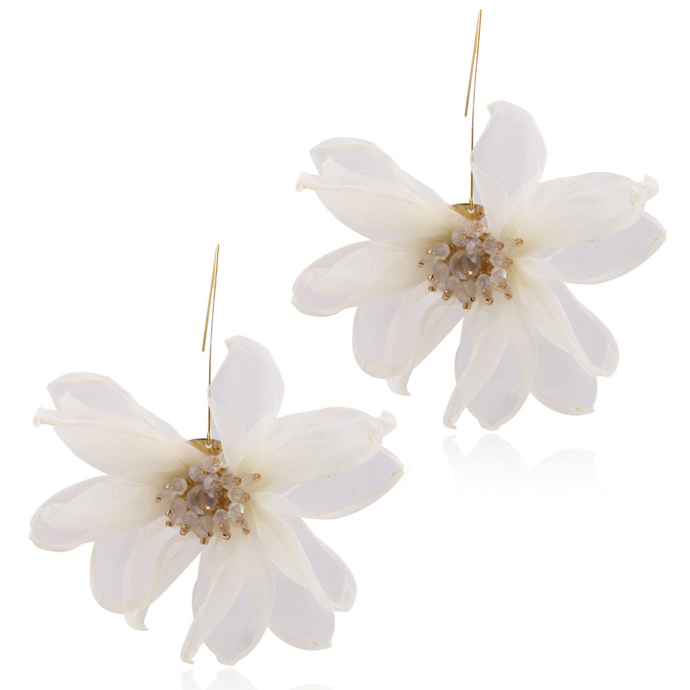 Elegant White Floral Earrings