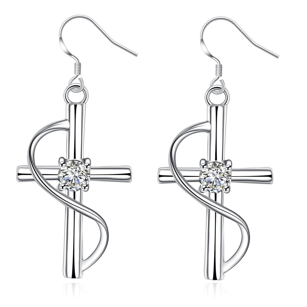 Elongated Cross Drop Earrings
