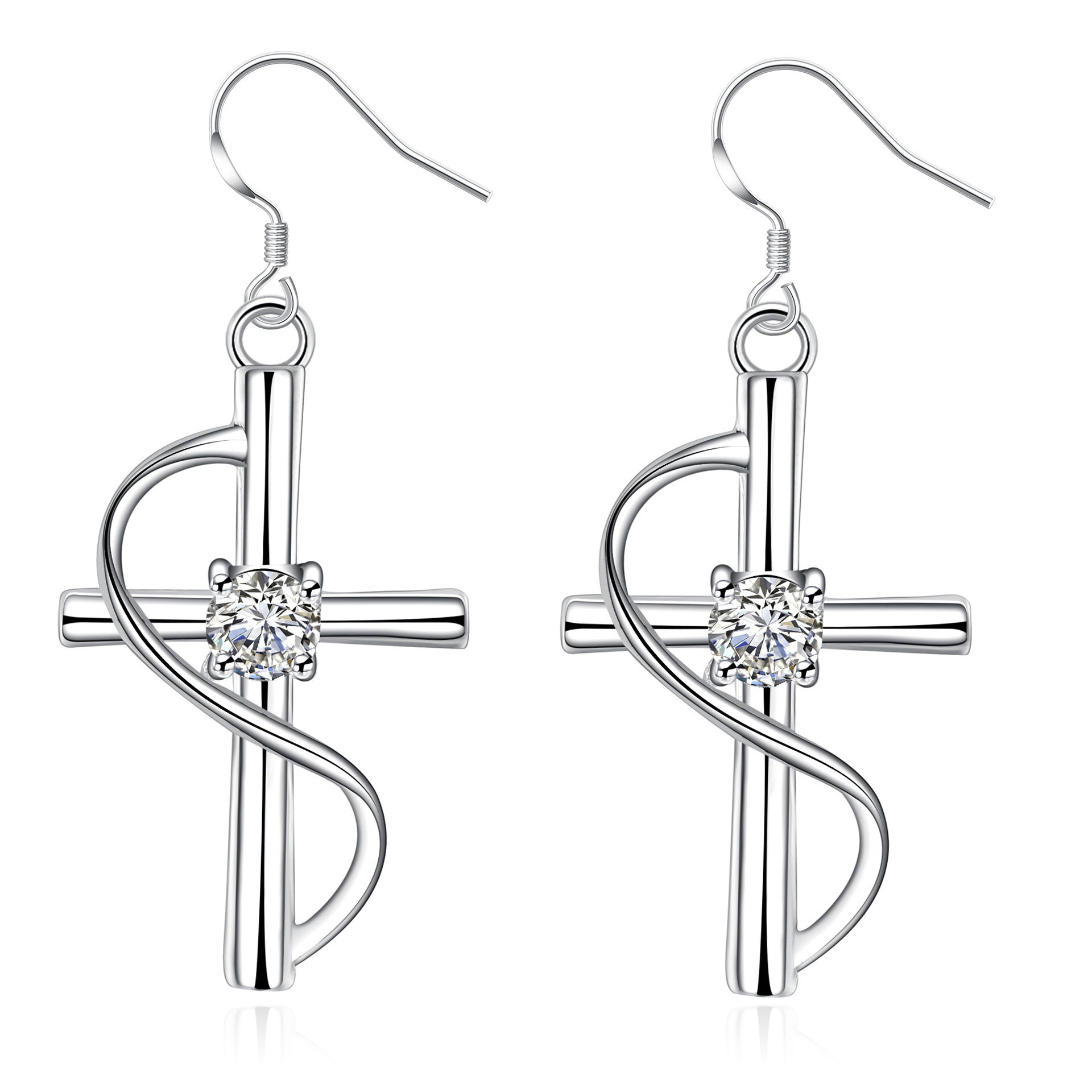 Elongated Cross Drop Earrings