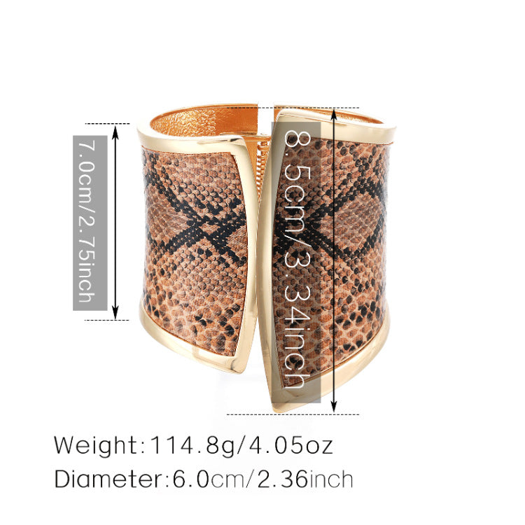 Luxury Snake Texture Wide Cuff Bracelet