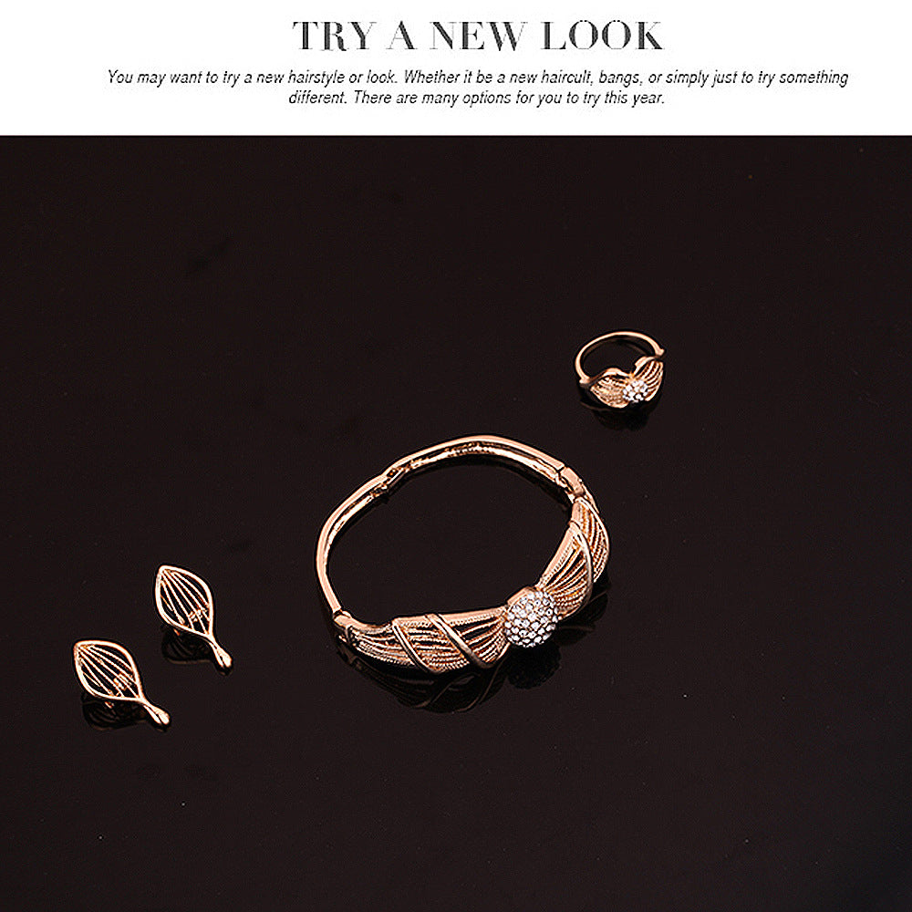 Luxury Gold Leaf Statement Jewelry Set