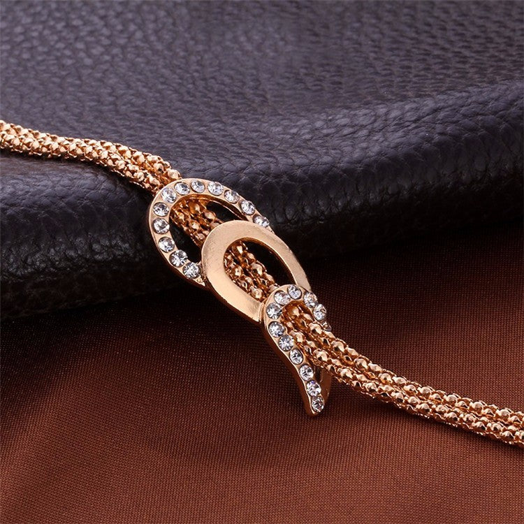 Luxury Interlock Chain Rhinestone Jewelry Set