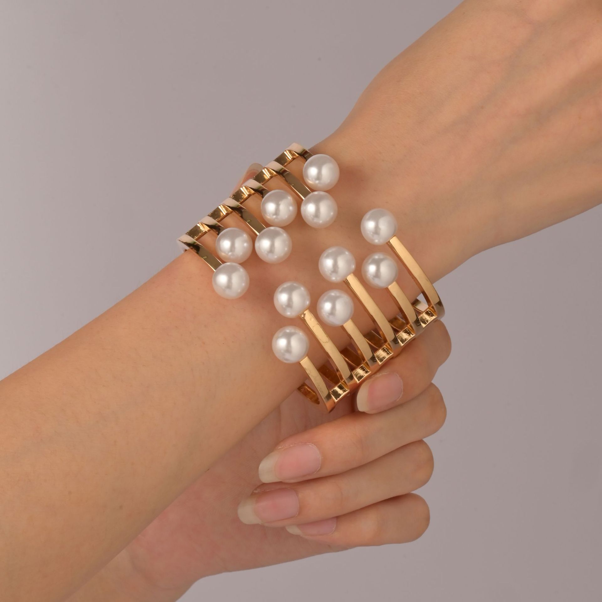 Luxury Gold Pearl Statement Cuff Bracelet