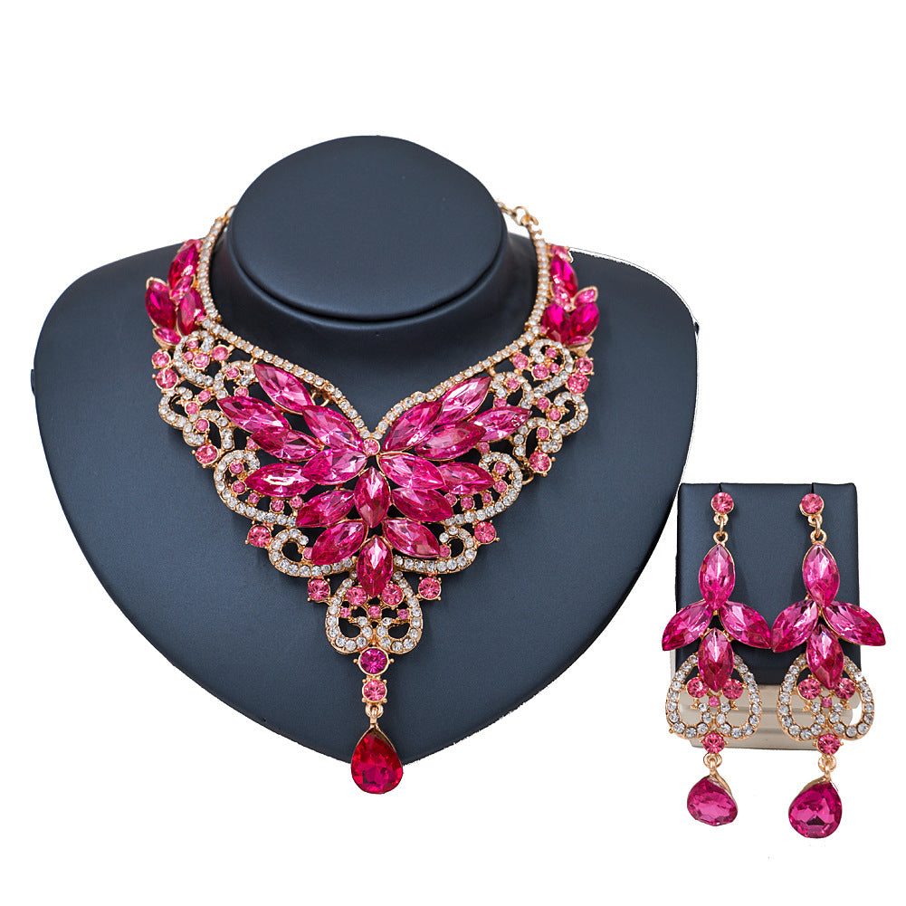 Royal Teal Crystal Statement Jewelry Set