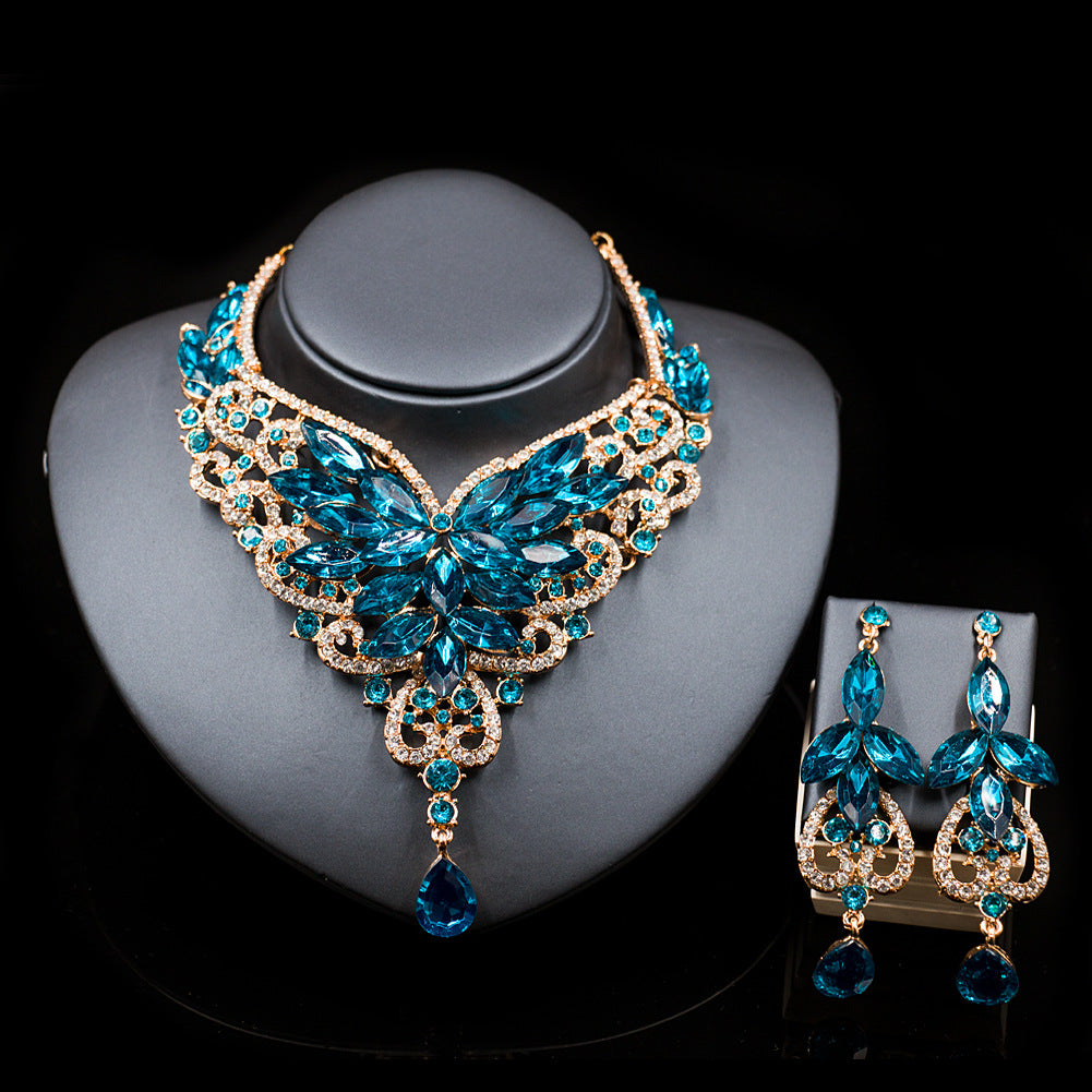 Royal Teal Crystal Statement Jewelry Set