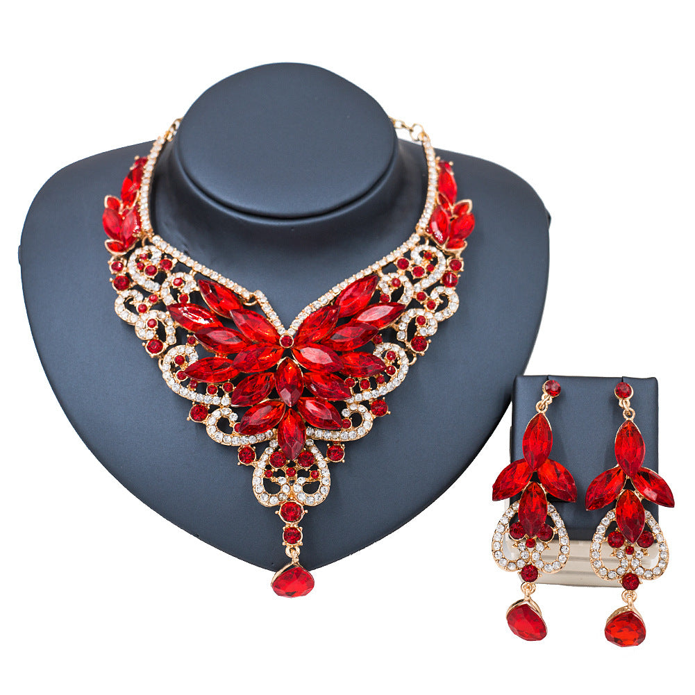 Royal Teal Crystal Statement Jewelry Set