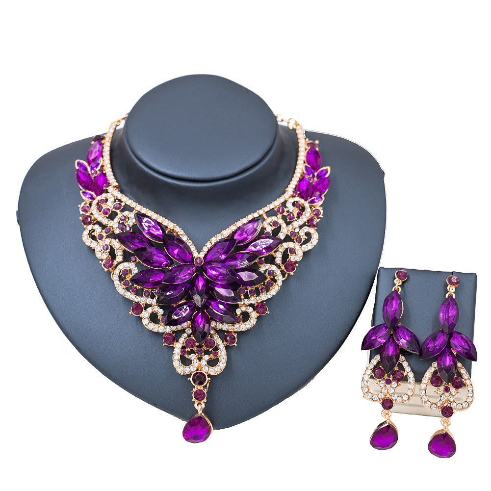 Royal Teal Crystal Statement Jewelry Set