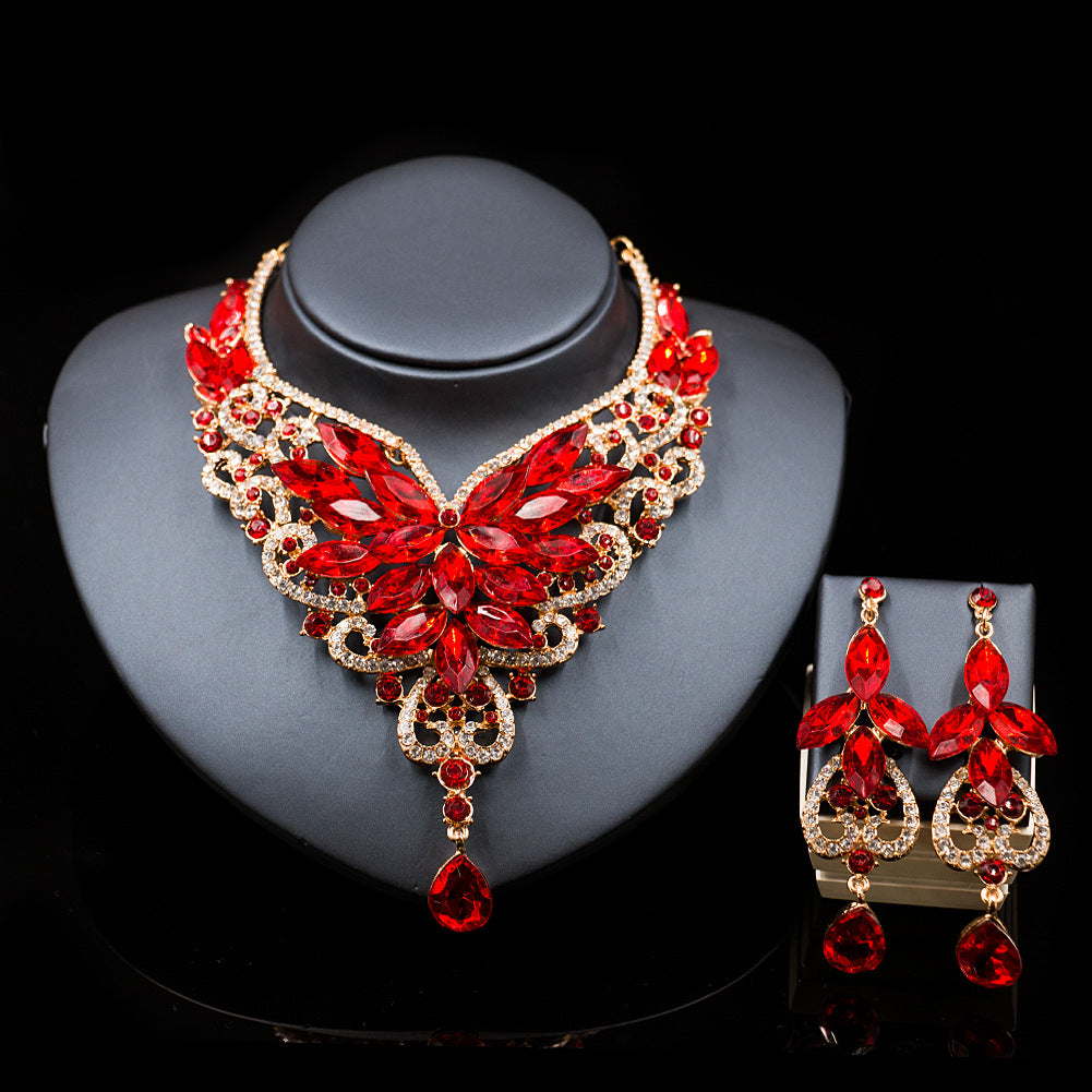 Royal Teal Crystal Statement Jewelry Set