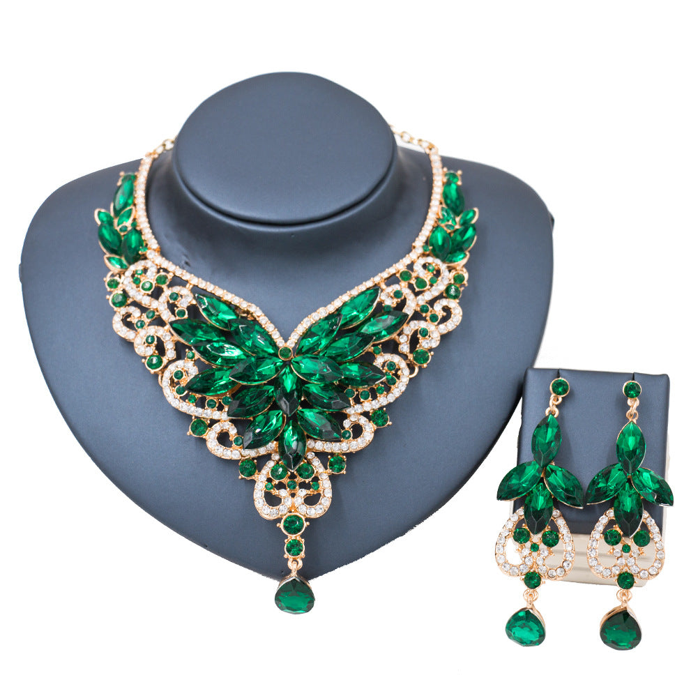 Royal Teal Crystal Statement Jewelry Set