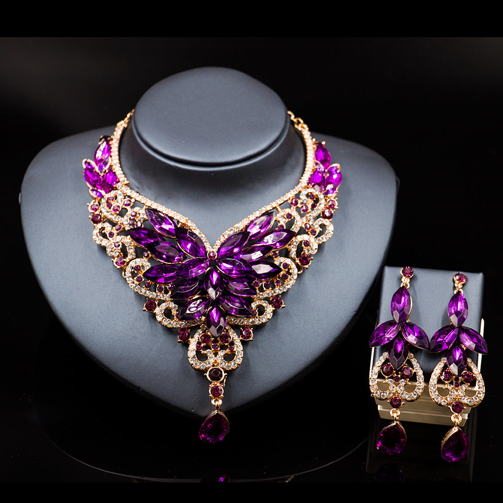 Royal Teal Crystal Statement Jewelry Set