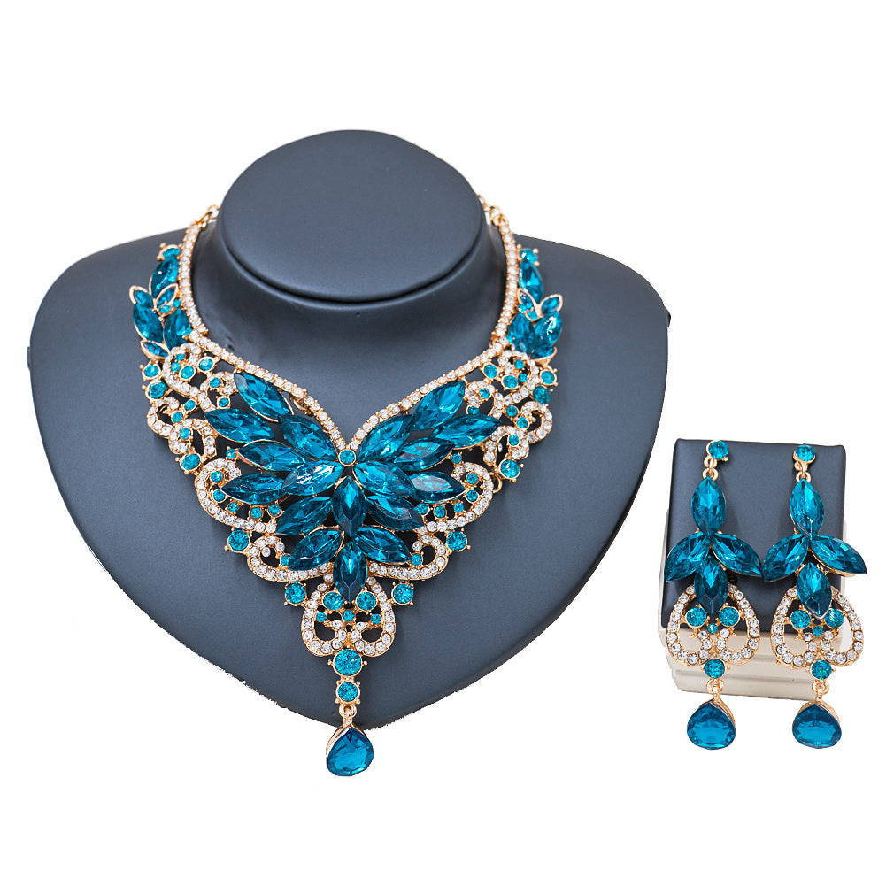 Royal Teal Crystal Statement Jewelry Set