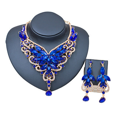 Royal Teal Crystal Statement Jewelry Set