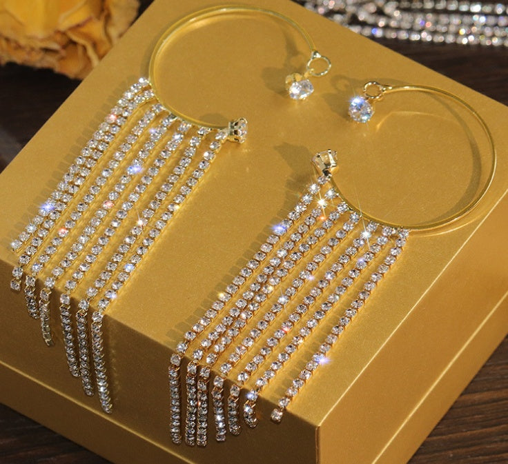 Premium Long Crystal Tassel Ear Hook