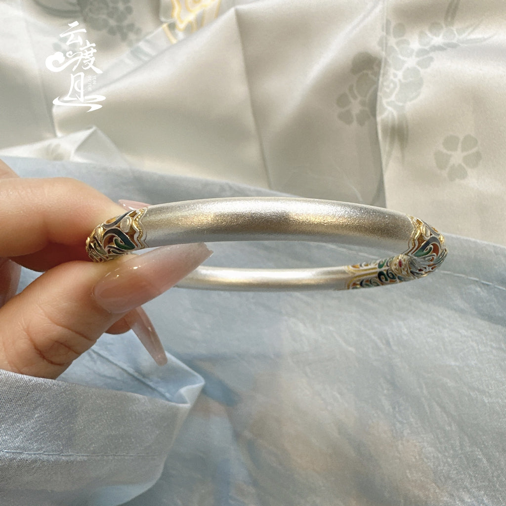 Imperial Enamel Heritage Bangle – Sterling Silver Luxury