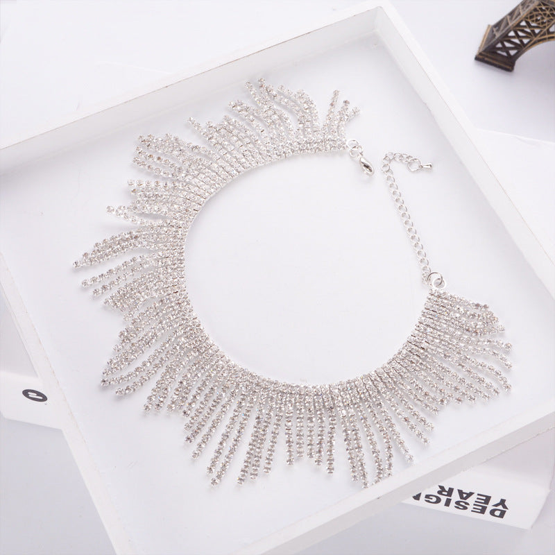 Exotic Crystal Fringe Statement Necklace