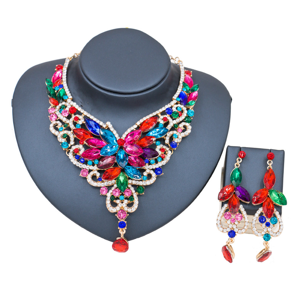 Royal Teal Crystal Statement Jewelry Set