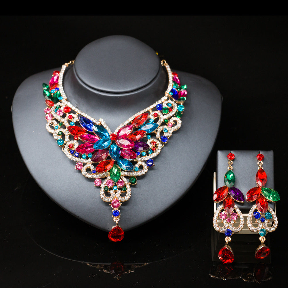 Royal Teal Crystal Statement Jewelry Set