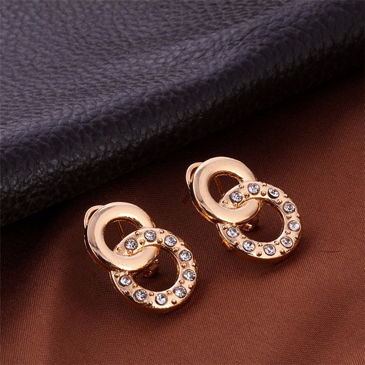 Luxury Interlock Chain Rhinestone Jewelry Set