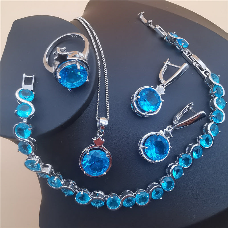 Emerald Crystal Luxury Jewelry Set – 4PCS Platinum Collection