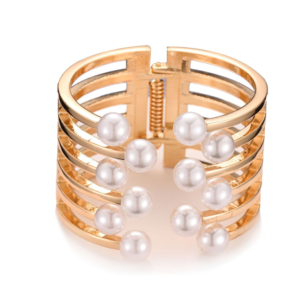 Luxury Gold Pearl Statement Cuff Bracelet