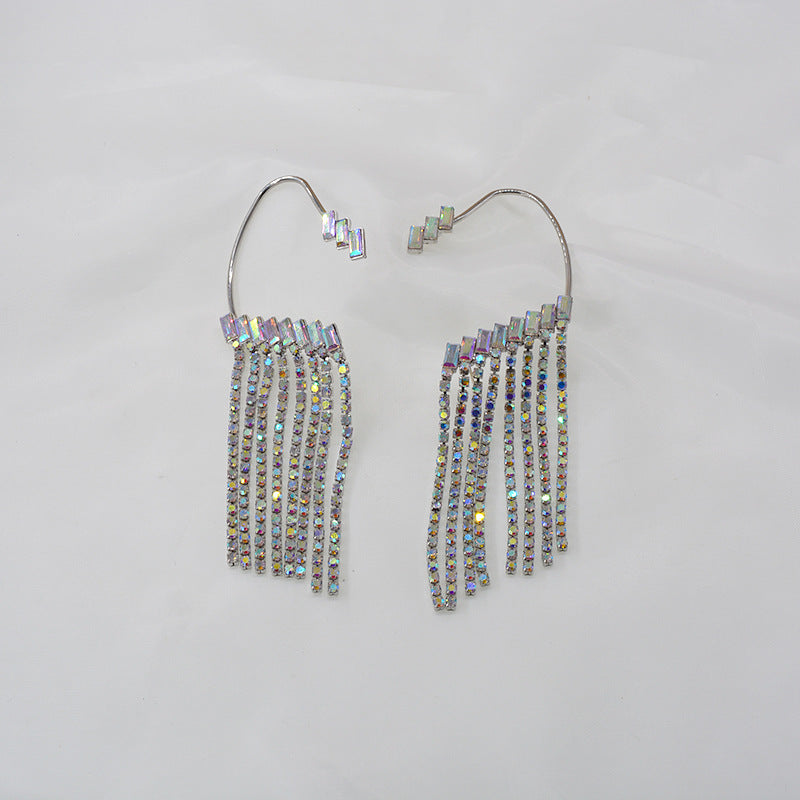 Ultra Premium Retro Star Rhinestone Tassel Earrings