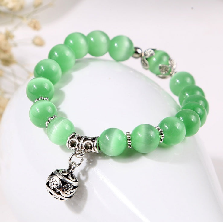 Natural Opal Bead Charm Bracelet