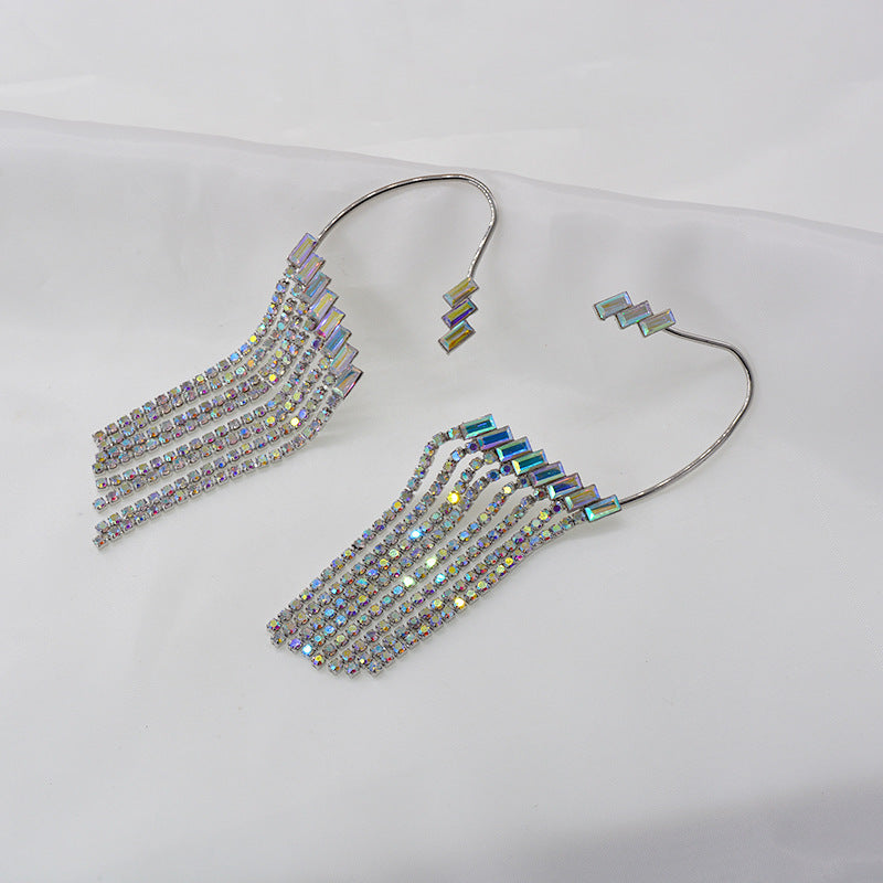 Ultra Premium Retro Star Rhinestone Tassel Earrings