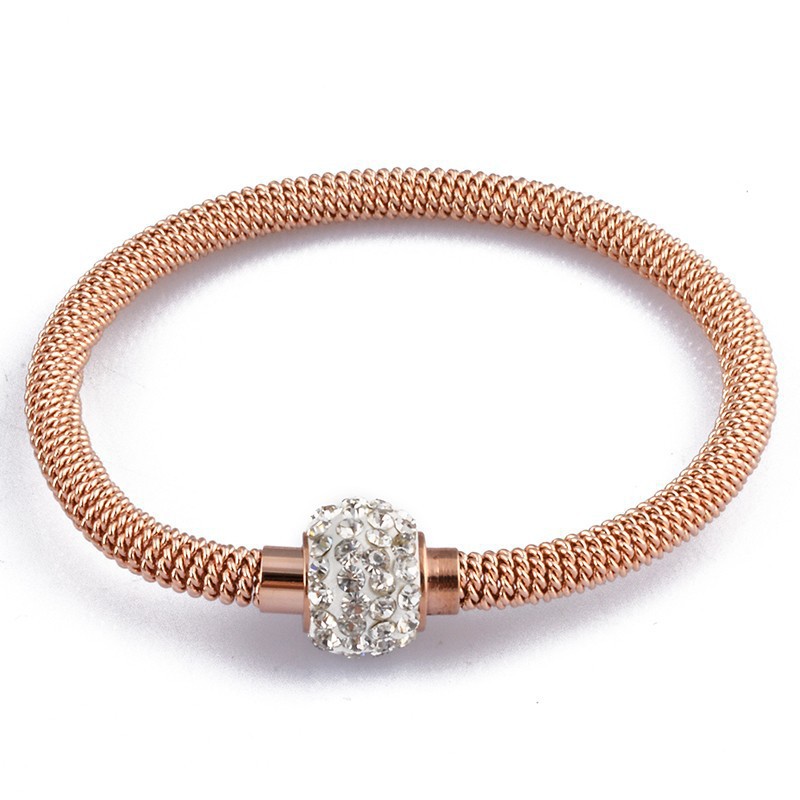 Luxury Gold Mesh Diamond Charm Bracelet