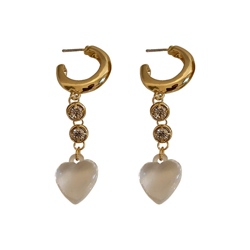 Premium Korean Style Gold Heart Drop Earrings