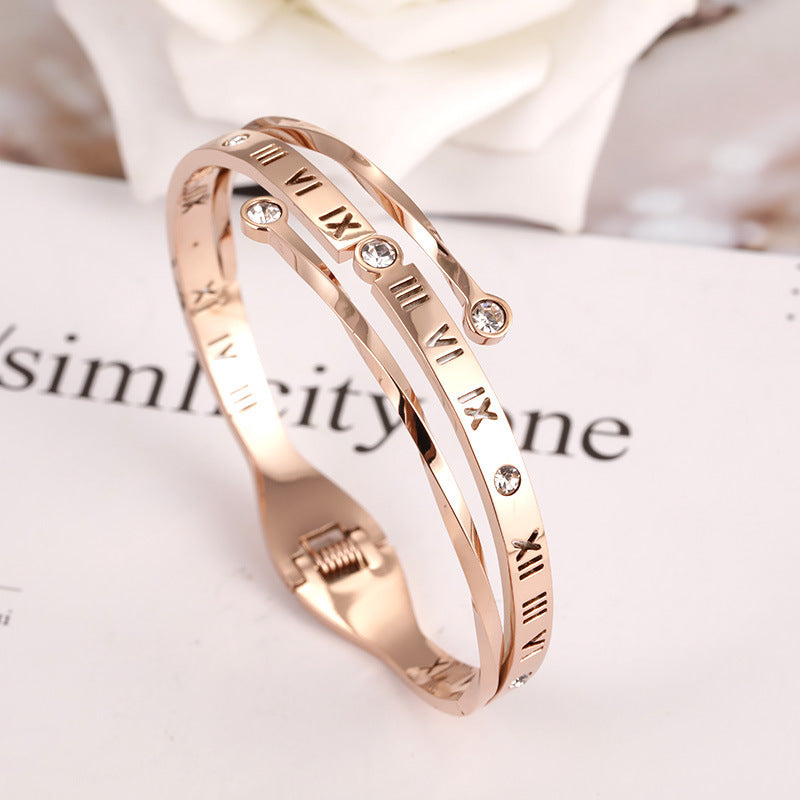 Roman Numeral Luxe Bangle – Timeless Elegance