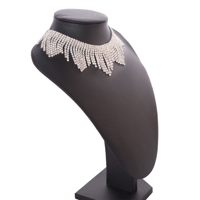Exotic Crystal Fringe Statement Necklace