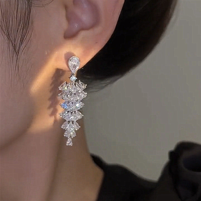 Silver Pagoda Crystal Drop Earrings