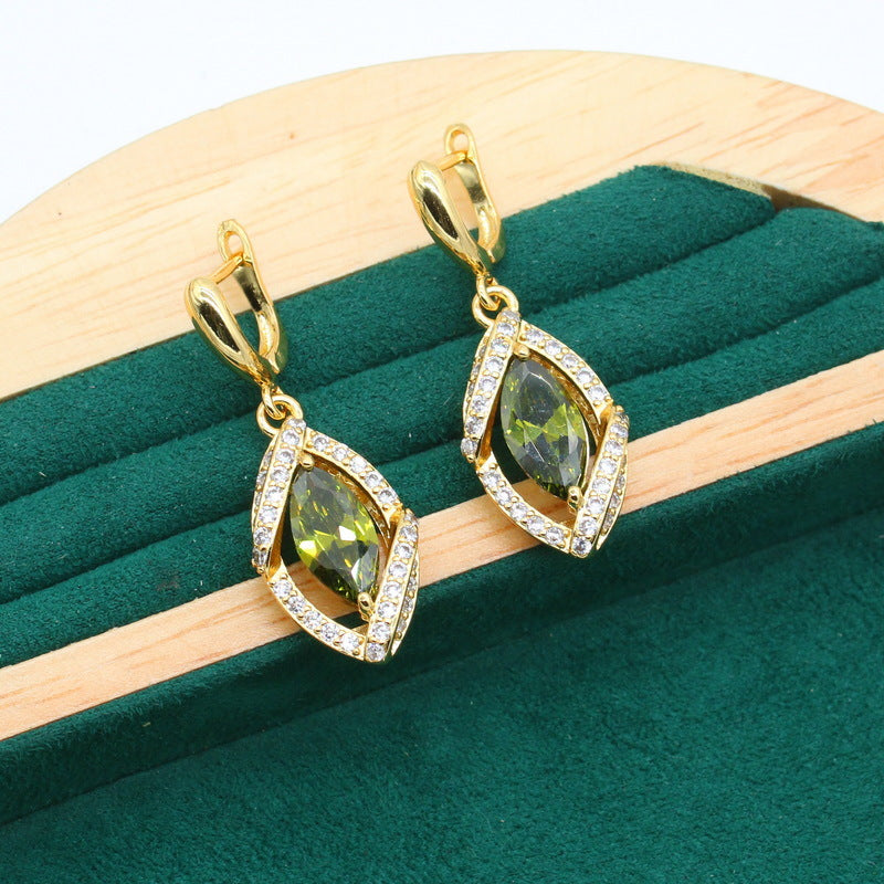 Royal Olive Green Zircon Jewelry Set