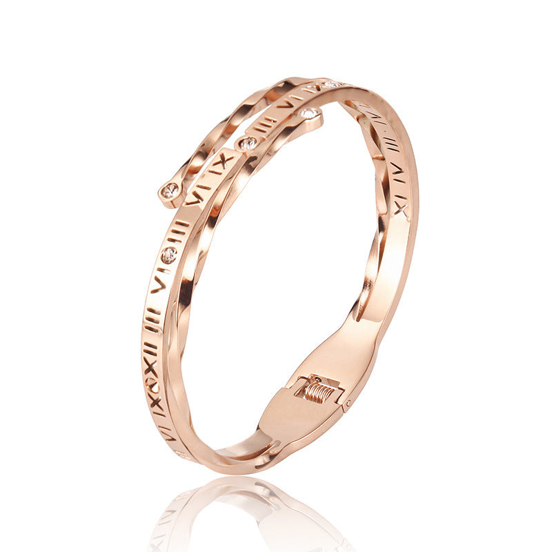 Roman Numeral Luxe Bangle – Timeless Elegance