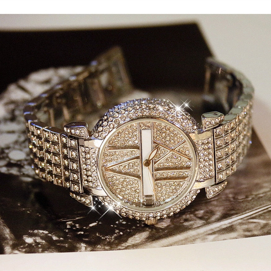 AURELIA LUXE™ Celestia Diamond Crystal Premium Gold Quartz Watch