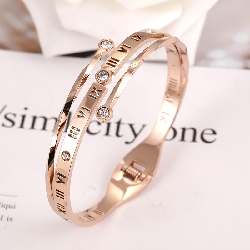 Roman Numeral Luxe Bangle – Timeless Elegance