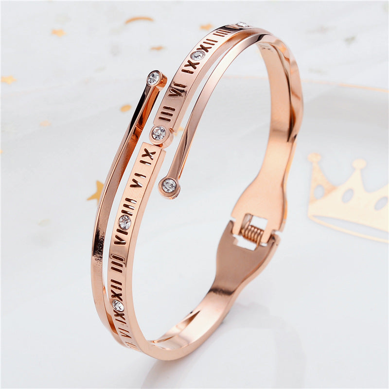 Roman Numeral Luxe Bangle – Timeless Elegance