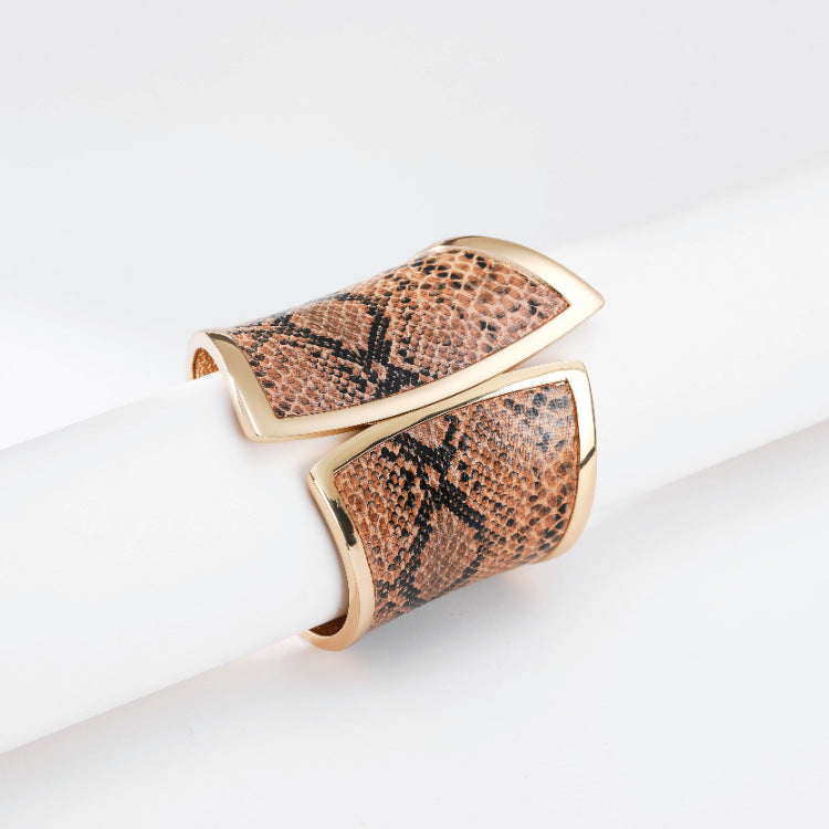 Luxury Snake Texture Wide Cuff Bracelet