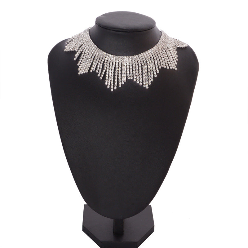 Exotic Crystal Fringe Statement Necklace