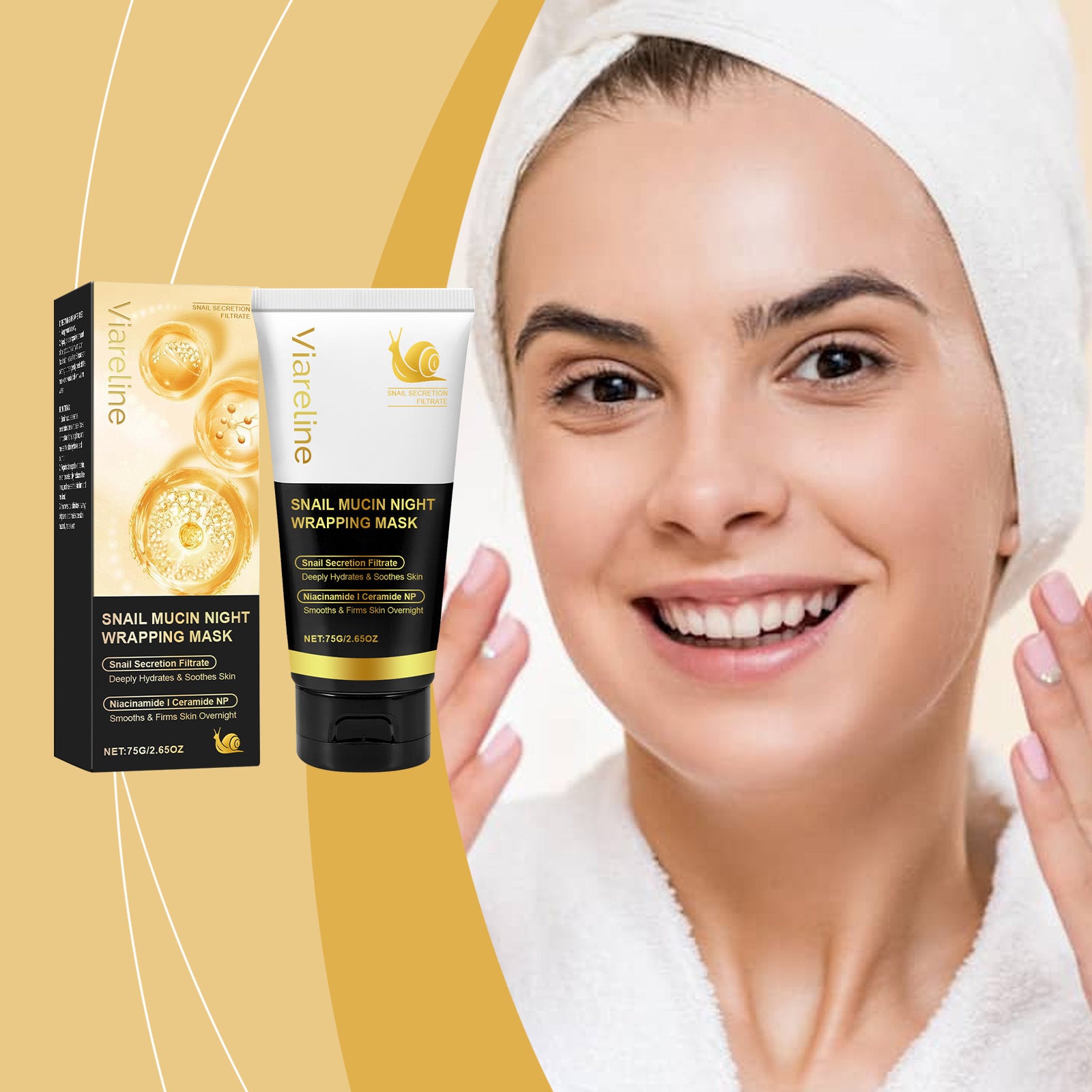 Viareline™ Snail Mucin HydroGlow Night Wrapping Mask
